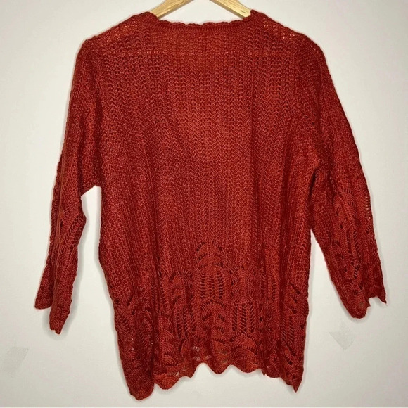 ☀️MODCLOTH Nostalgic Knits Eyelet Chantilly Lace 3/4 Sleeve Knit Sweater - Picture 6 of 12